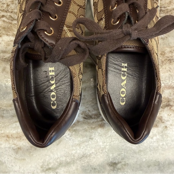 Coach Paddy Brown Signature Monogram Sneakers Womens Size 9.5 Shoes - Picture 8 of 12